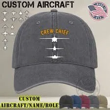 F-111 F-16 F-15 Aircraft Crew Chief Washed Denim Baseball Cap Hat