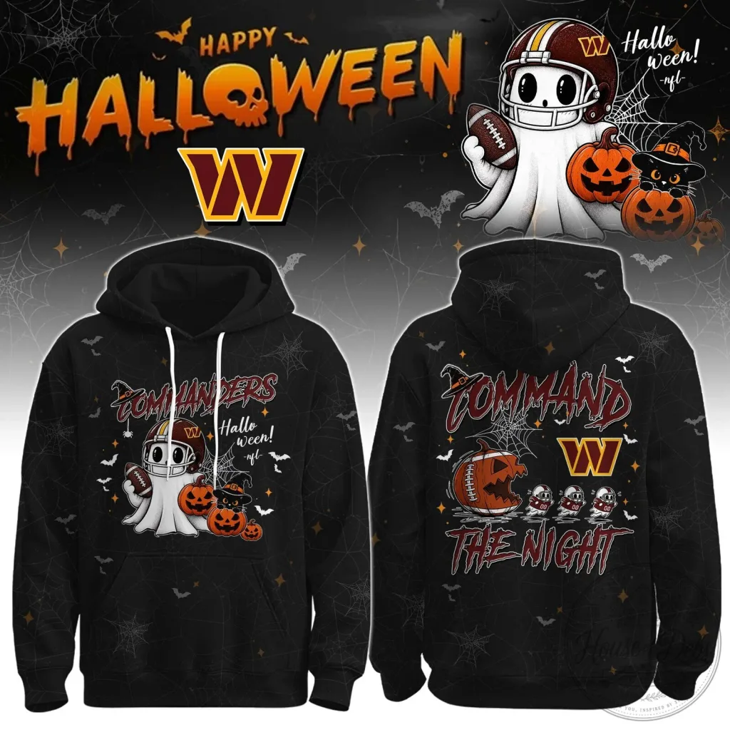Washington Commanders Halloween Football Ghost Trick or Treat Hoodie Washington Commanders Halloween Football Ghost Trick or Treat Hoodie