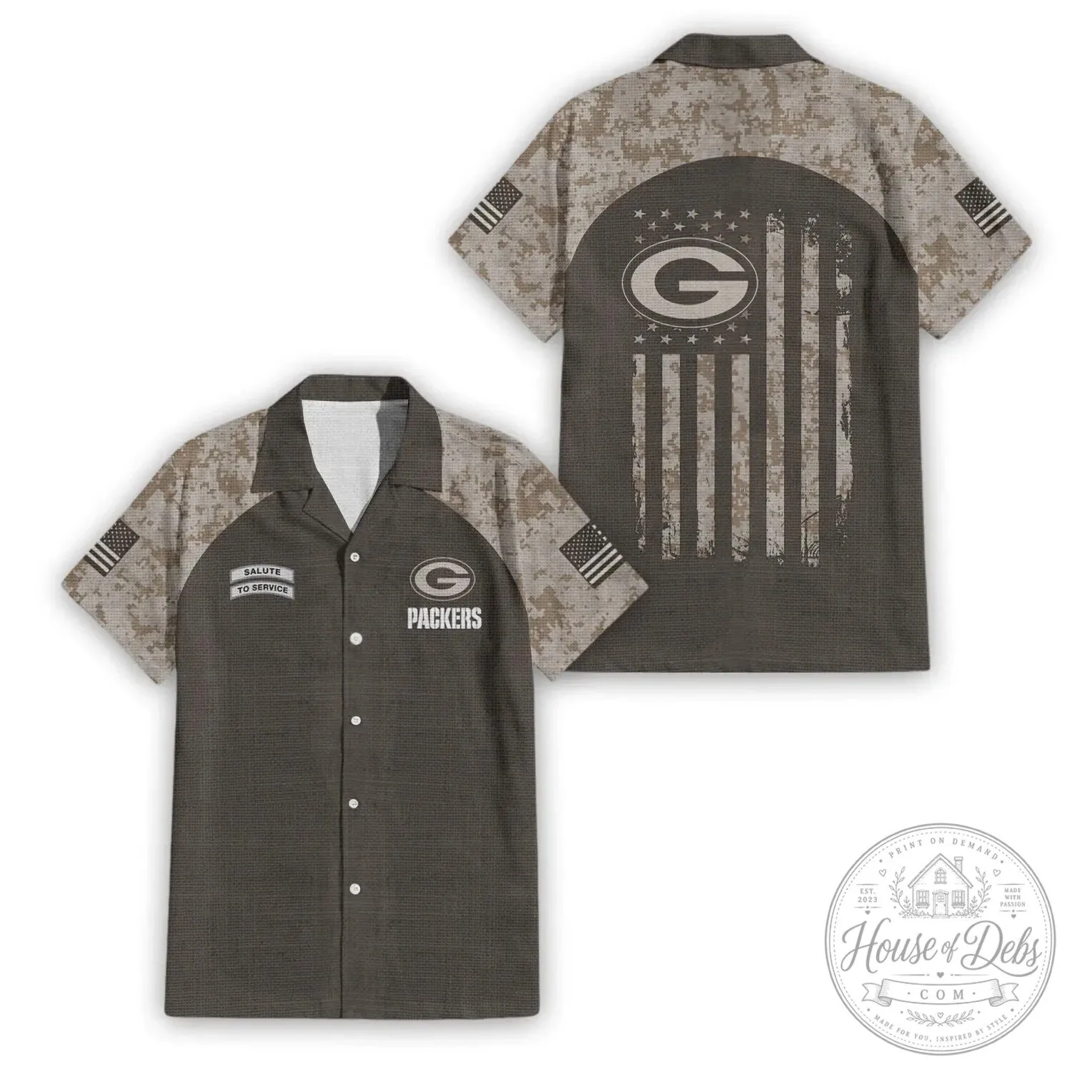 Camouflage Hawaiian Shirt for Salute To Service - Green Bay Packers