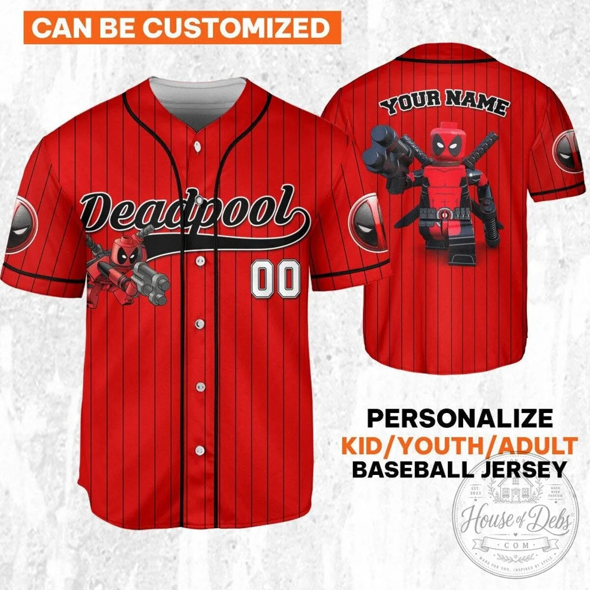 Deadpool Lego Hero Sport Baseball Jersey