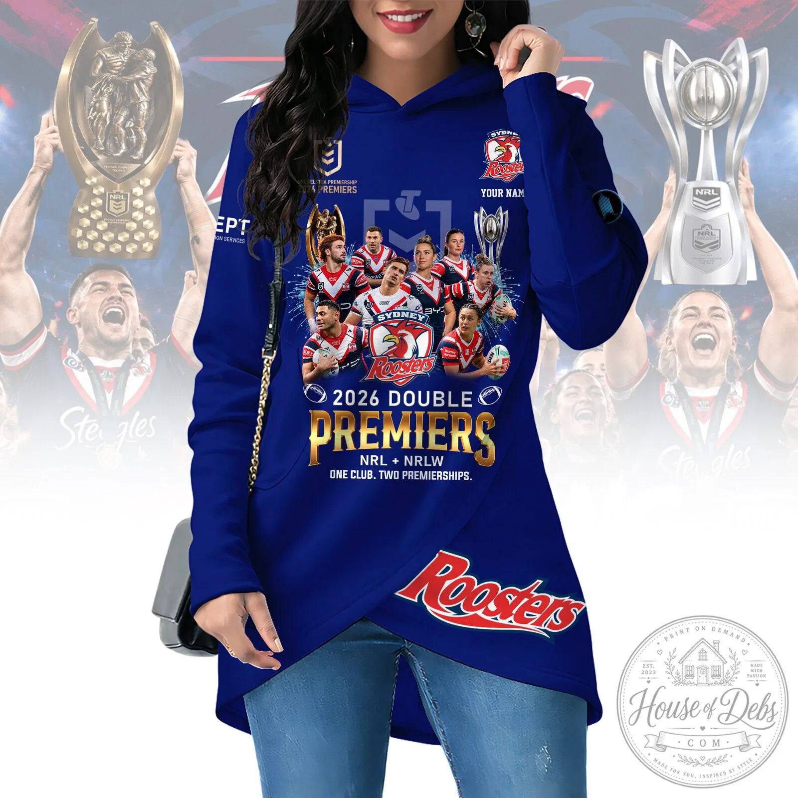 Sydney Roosters 2026 Double Premiers NRL NRLW Women's Hoodie