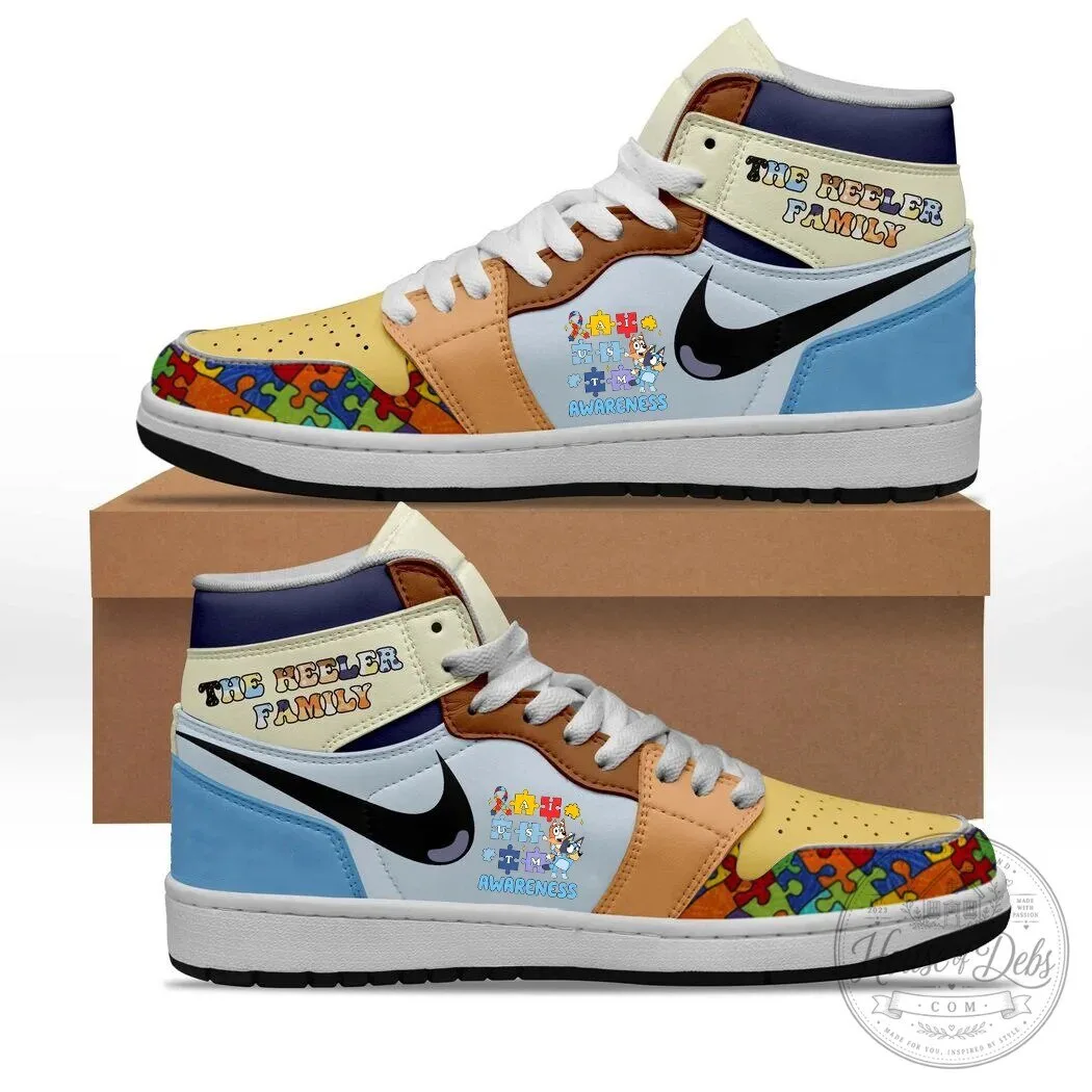 Personalized Autism Awareness Bluey High Top Sneakers for The Keeler Family