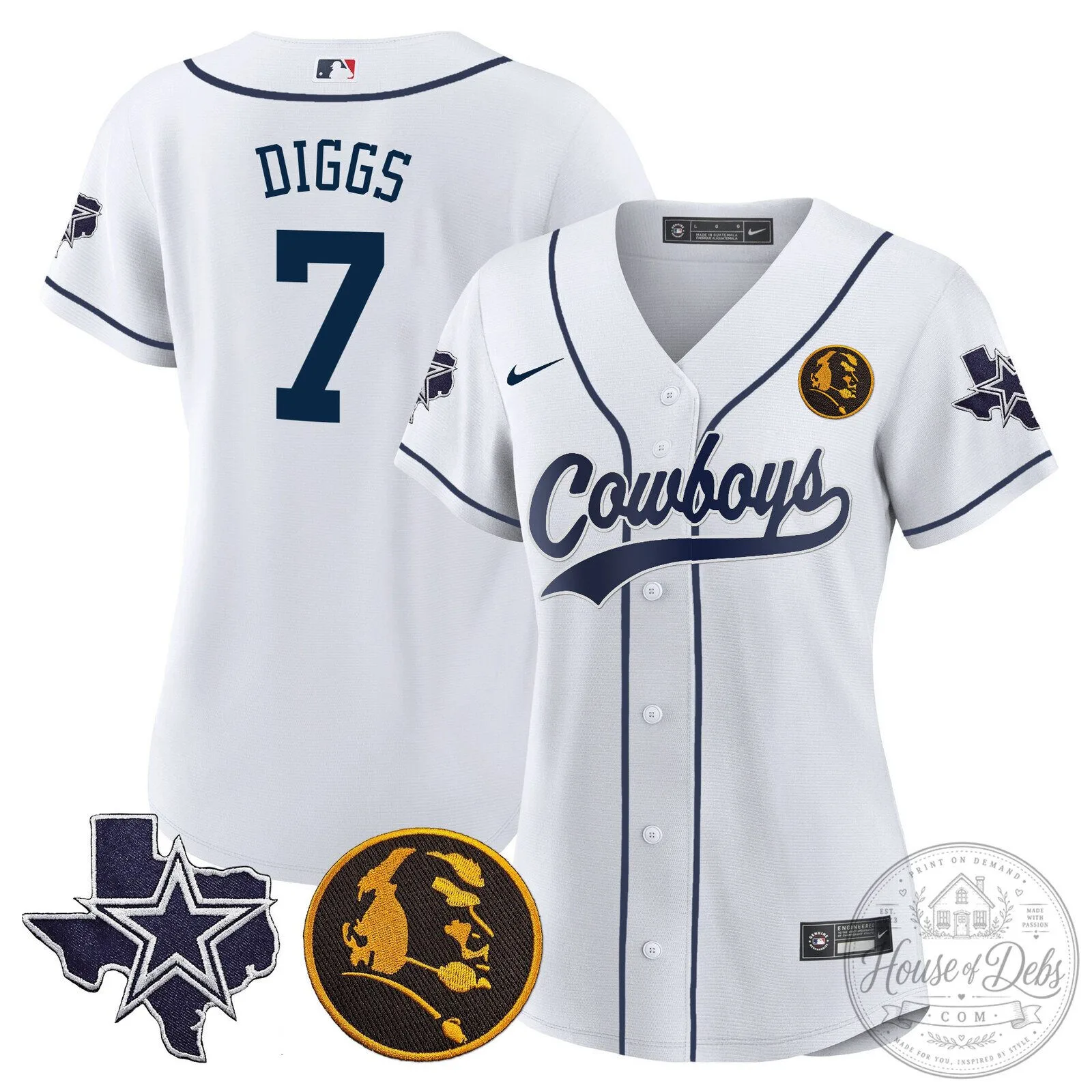 Dallas Cowboys Micah Parsons Number 11 White Women's Baseball Jersey 46 Dallas Cowboys Micah Parsons Number 11 White Women