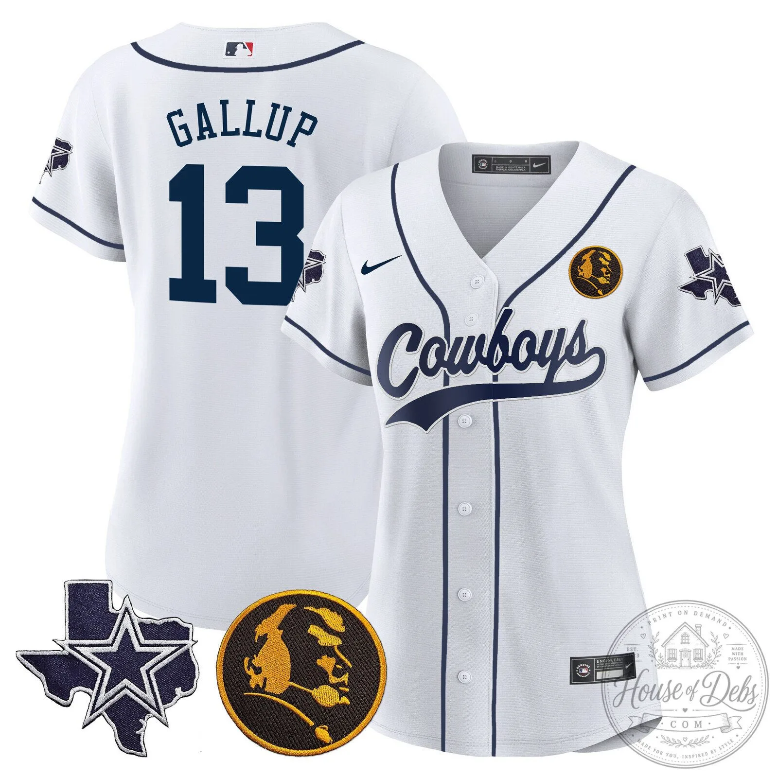 Dallas Cowboys Micah Parsons Number 11 White Women's Baseball Jersey 47 Dallas Cowboys Micah Parsons Number 11 White Women