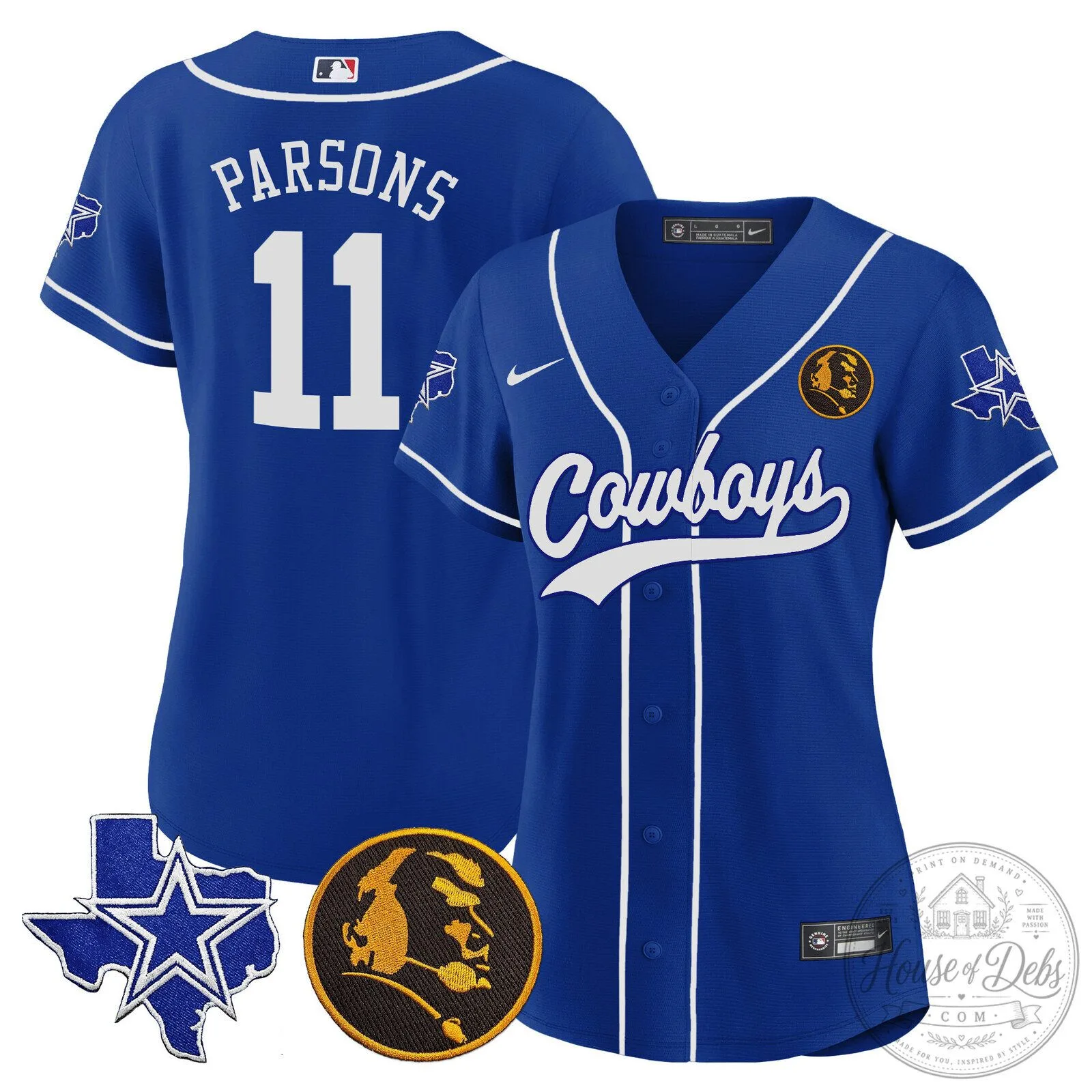 Dallas Cowboys Micah Parsons Number 11 White Women's Baseball Jersey 67 Dallas Cowboys Micah Parsons Number 11 White Women