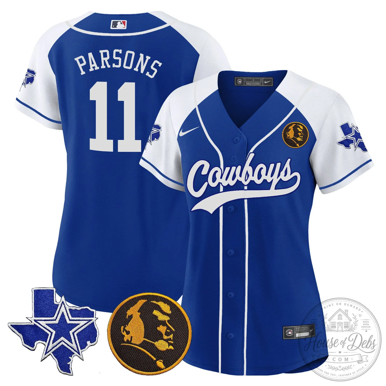 Dallas Cowboys Micah Parsons Number 11 White Women's Baseball Jersey 75 Dallas Cowboys Micah Parsons Number 11 White Women