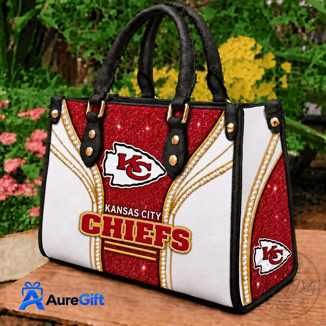 Kansas City Chiefs Football Team Red Glitter Sparkle Handbag Purse