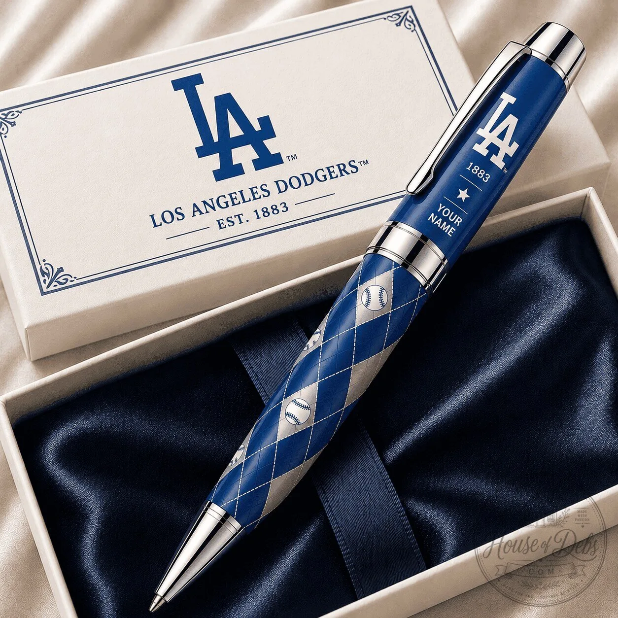 Los Angeles Dodgers Baseball Diamond Pattern Blue Ballpoint Pen