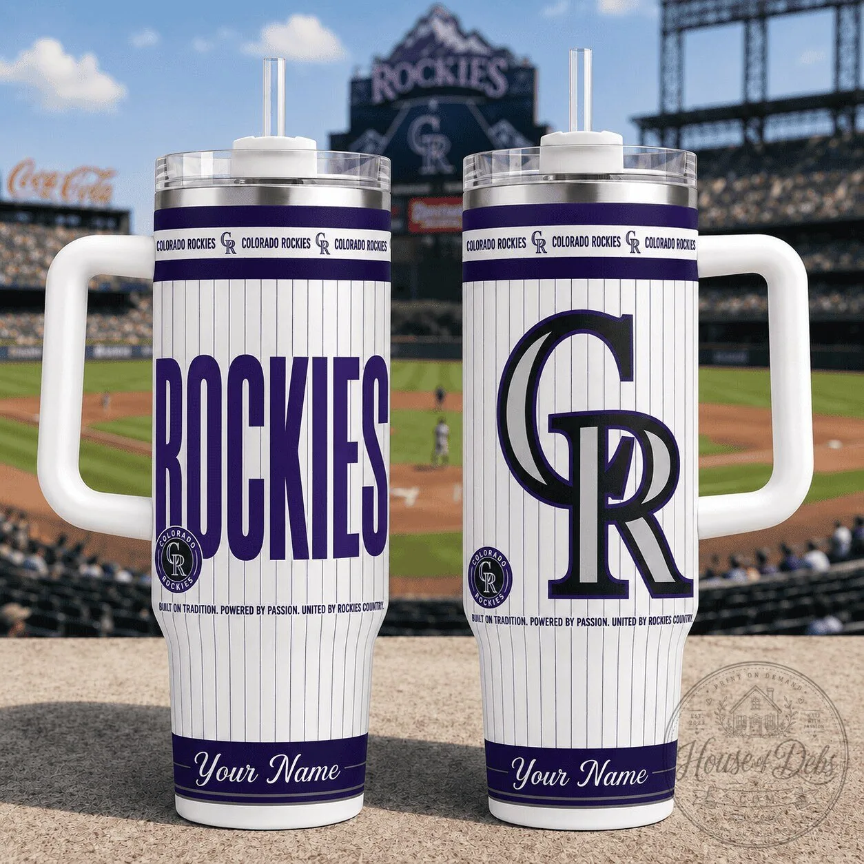 Colorado Rockies Baseball Team Personalized Insulated Tumbler with Handle