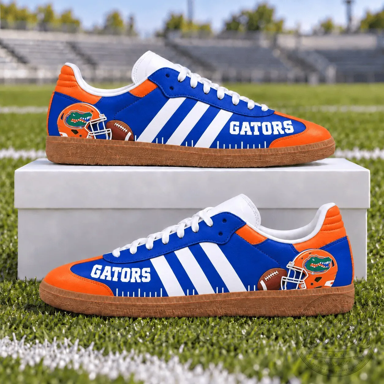 Florida Gators Football Team Logo Blue Orange White Sneakers