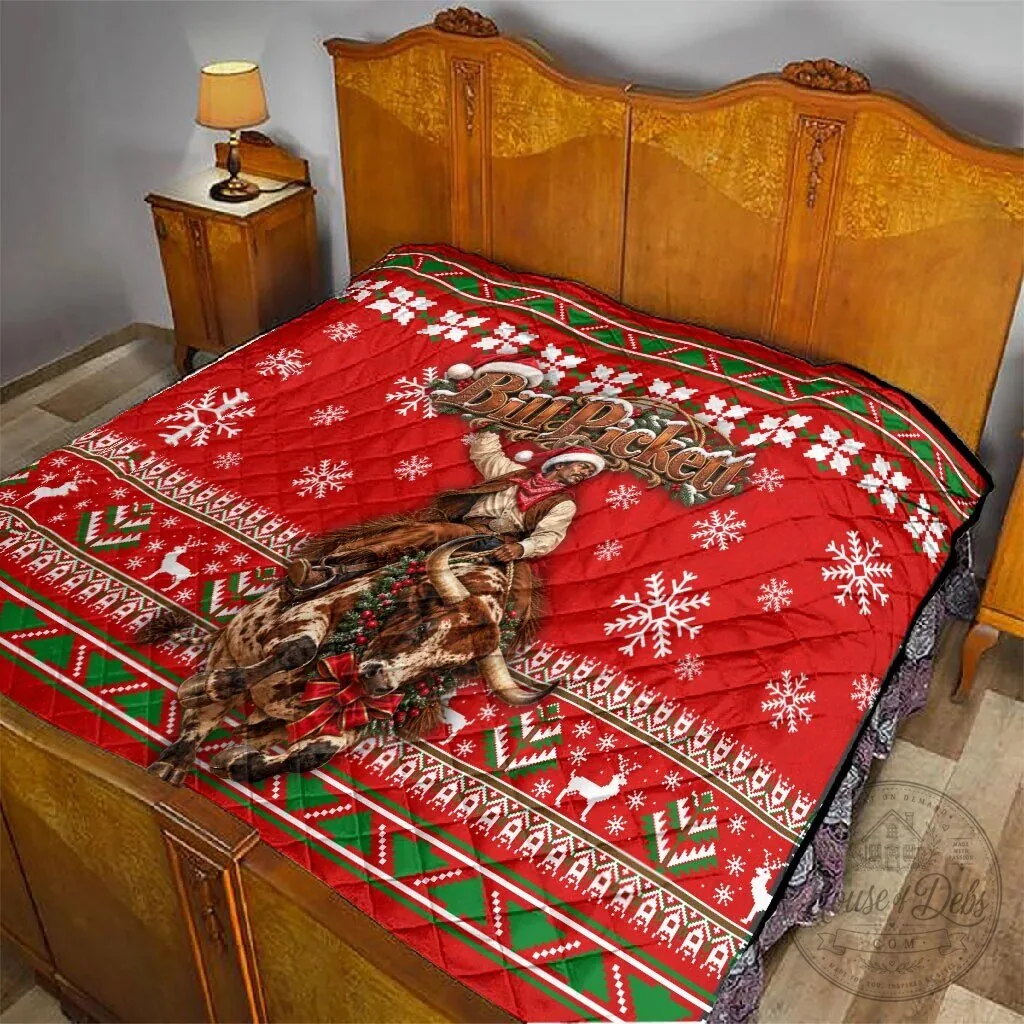 Bill Pickett Christmas Cowboy Rodeo Snowy Winter Western Art Quilt Blanket 11 Bill Pickett Christmas Cowboy Rodeo Snowy Winter Western Art Quilt Blanket