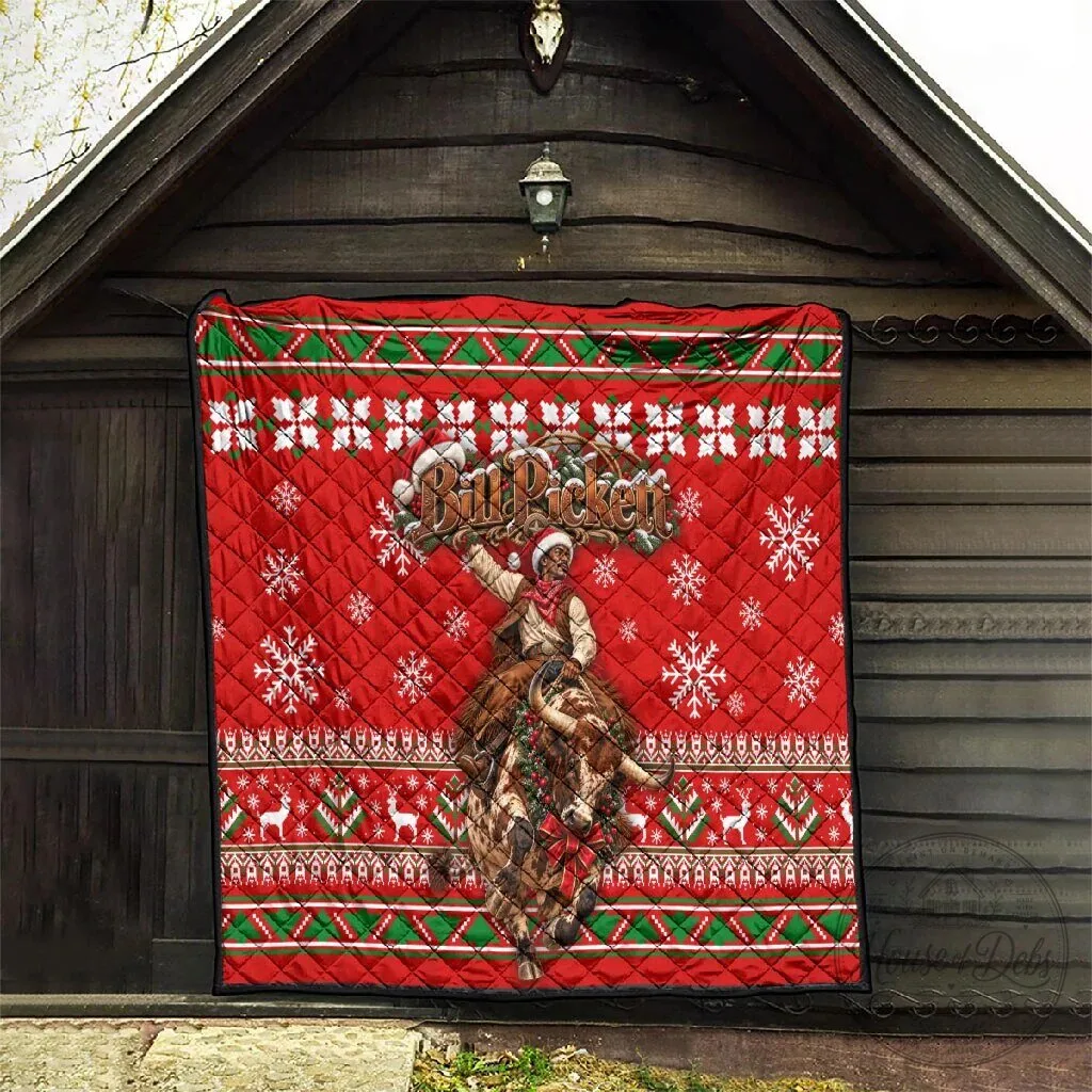 Bill Pickett Christmas Cowboy Rodeo Snowy Winter Western Art Quilt Blanket 15 Bill Pickett Christmas Cowboy Rodeo Snowy Winter Western Art Quilt Blanket