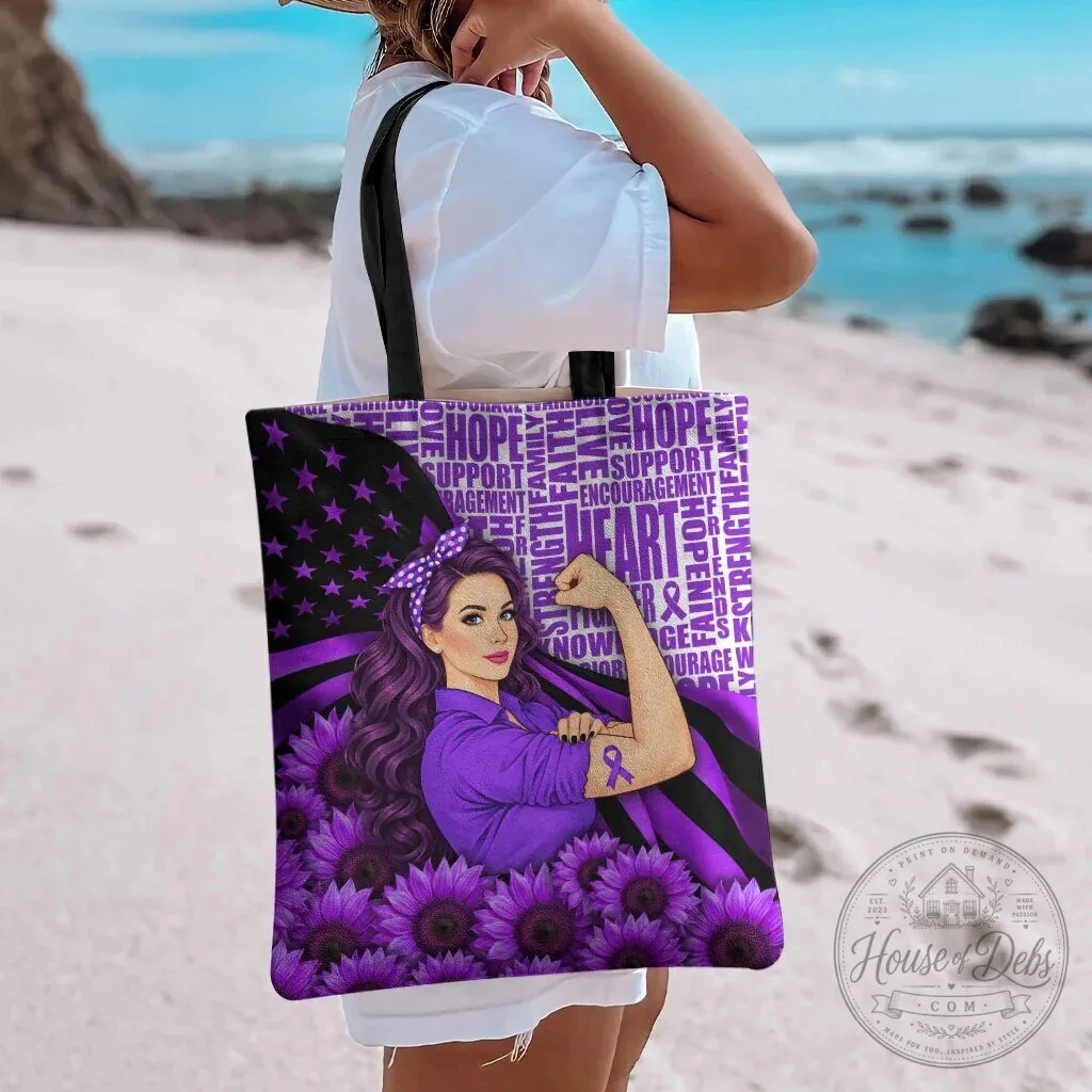 Domestic Violence Awareness Strong Woman Purple Ribbon Sunflower Tote Bag 12 Domestic Violence Awareness Strong Woman Purple Ribbon Sunflower Tote Bag