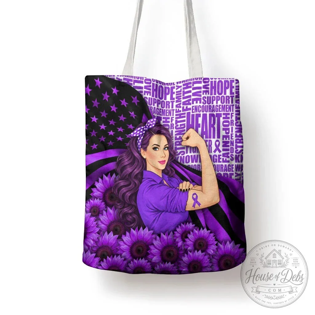 Domestic Violence Awareness Strong Woman Purple Ribbon Sunflower Tote Bag 14 Domestic Violence Awareness Strong Woman Purple Ribbon Sunflower Tote Bag