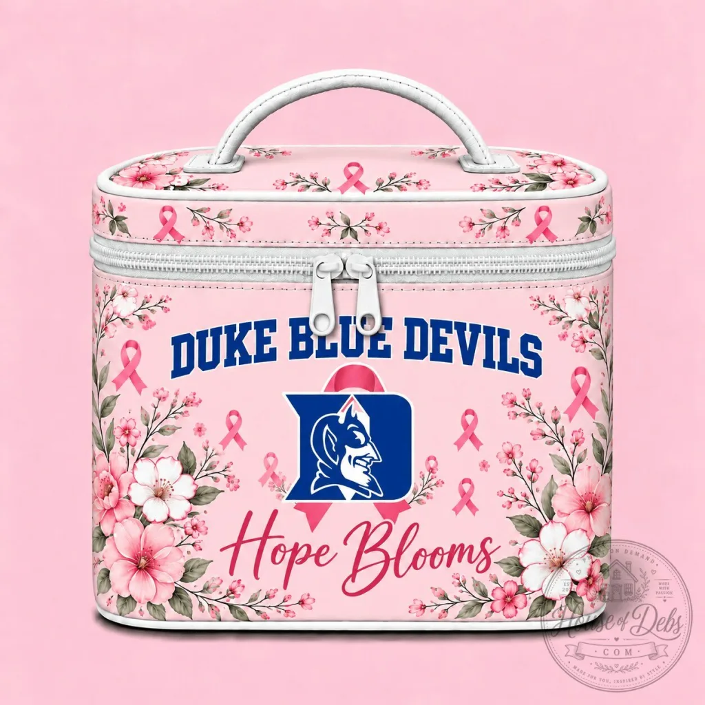 Duke Blue Devils Breast Cancer Awareness Hope Blooms Cosmetic Bag Duke Blue Devils Breast Cancer Awareness Hope Blooms Cosmetic Bag
