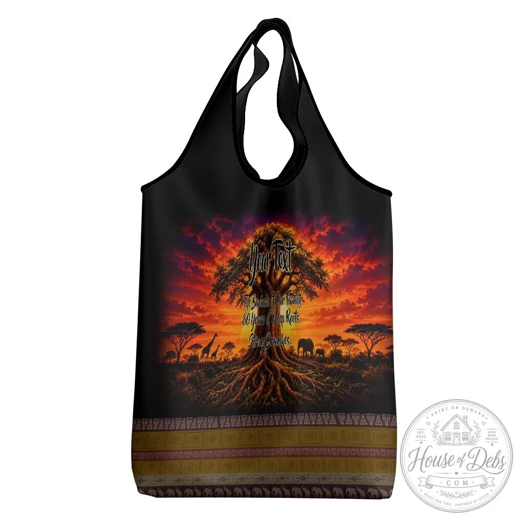 Personalized 80th Birthday Baobab Tree African Sunset Savanna Reusable Grocery Bag 13 Personalized 80th Birthday Baobab Tree African Sunset Savanna Reusable Grocery Bag