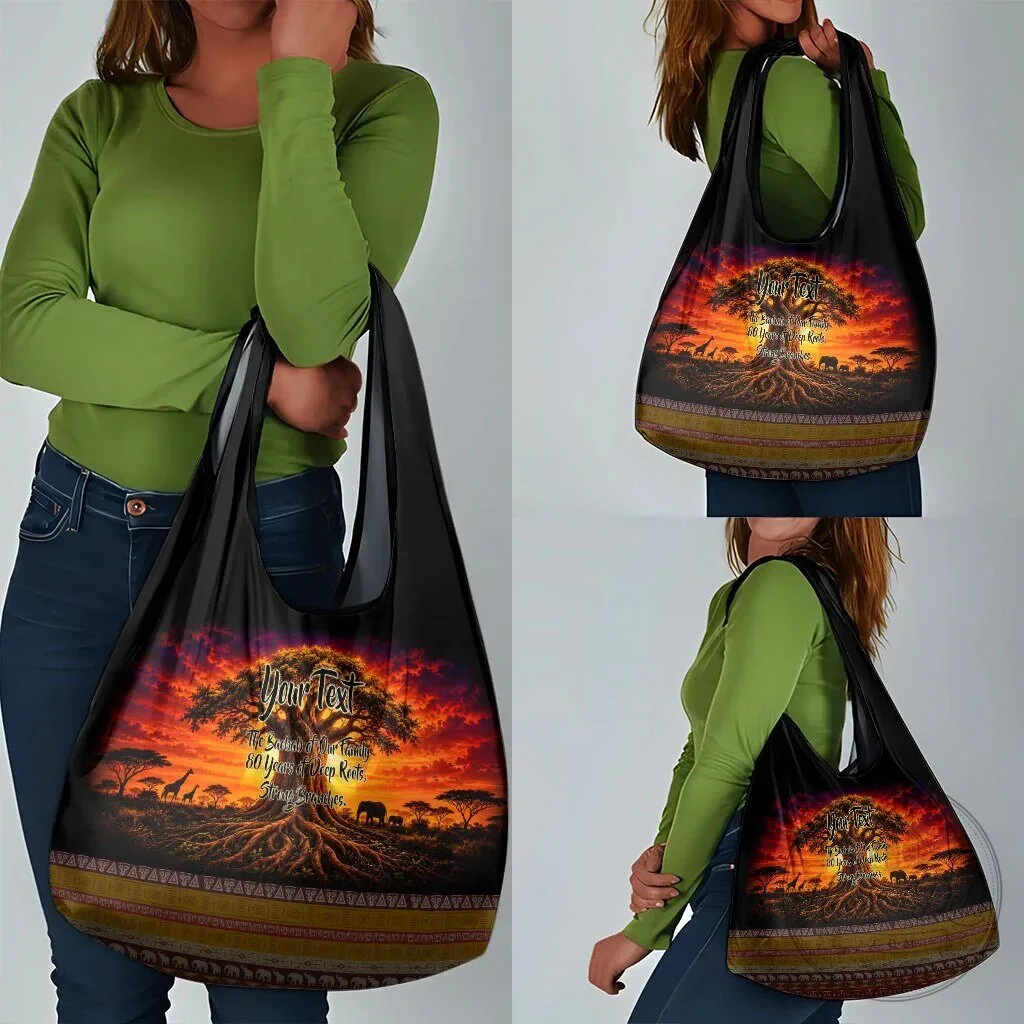 Personalized 80th Birthday Baobab Tree African Sunset Savanna Reusable Grocery Bag 17 Personalized 80th Birthday Baobab Tree African Sunset Savanna Reusable Grocery Bag