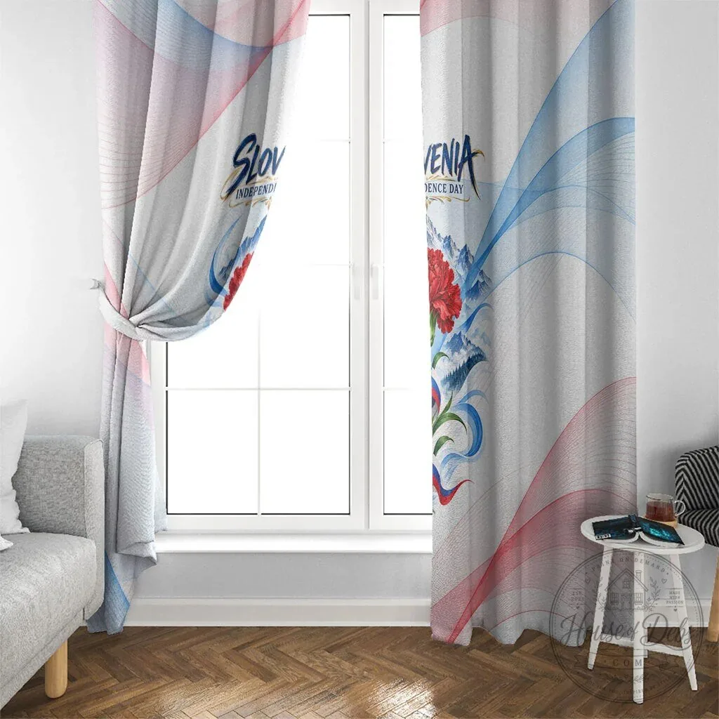 Slovenia Independence Day Red Carnation Flower Mount Triglav Flag Window Curtain 14 Slovenia Independence Day Red Carnation Flower Mount Triglav Flag Window Curtain