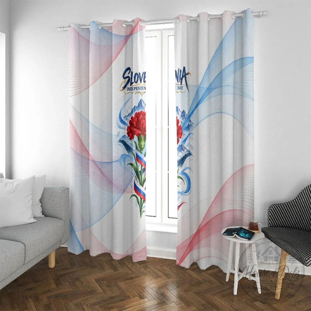 Slovenia Independence Day Red Carnation Flower Mount Triglav Flag Window Curtain 15 Slovenia Independence Day Red Carnation Flower Mount Triglav Flag Window Curtain