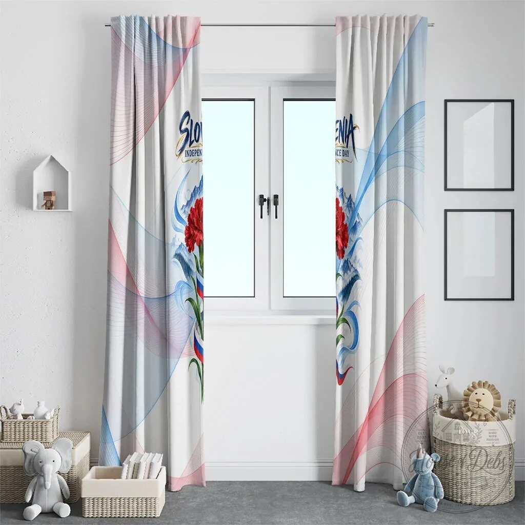 Slovenia Independence Day Red Carnation Flower Mount Triglav Flag Window Curtain 16 Slovenia Independence Day Red Carnation Flower Mount Triglav Flag Window Curtain