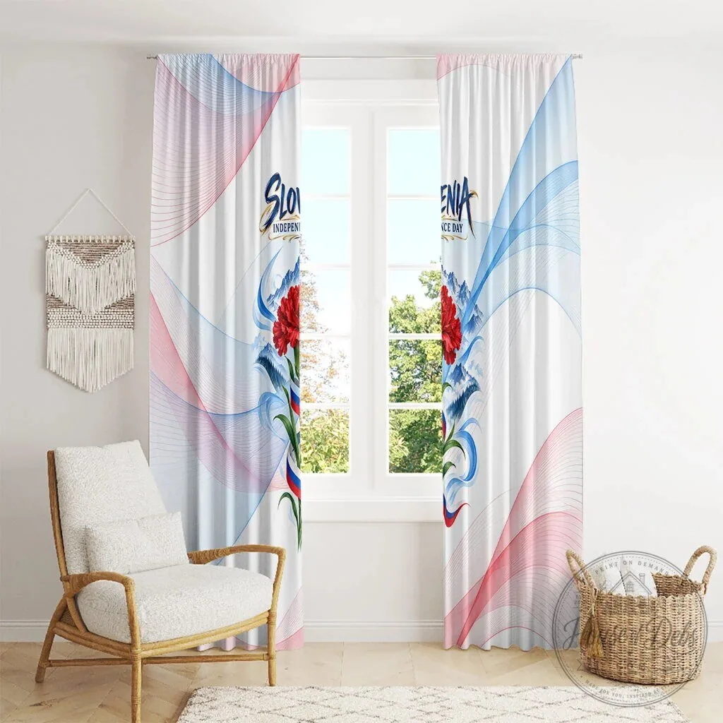 Slovenia Independence Day Red Carnation Flower Mount Triglav Flag Window Curtain 17 Slovenia Independence Day Red Carnation Flower Mount Triglav Flag Window Curtain