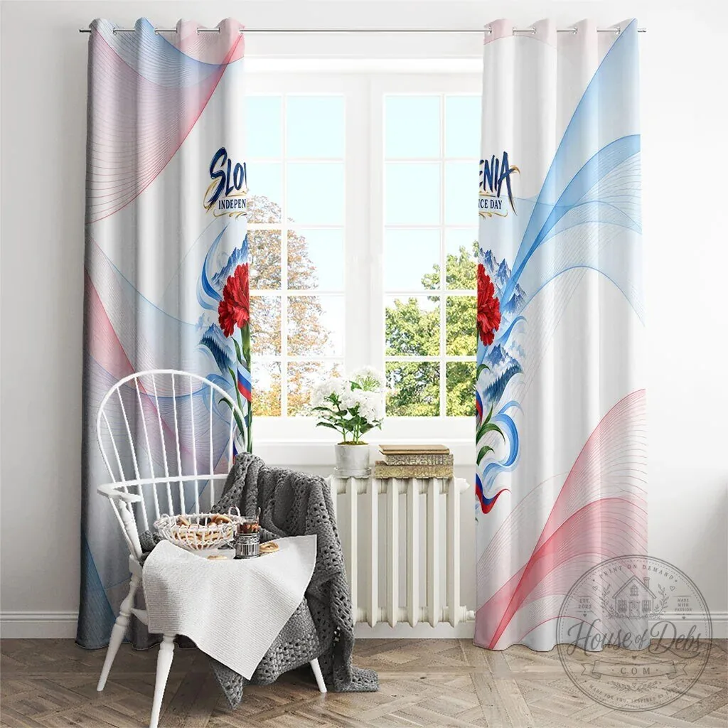 Slovenia Independence Day Red Carnation Flower Mount Triglav Flag Window Curtain 18 Slovenia Independence Day Red Carnation Flower Mount Triglav Flag Window Curtain
