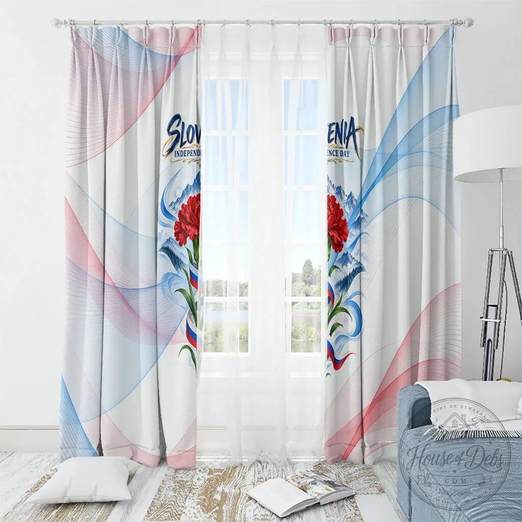 Slovenia Independence Day Red Carnation Flower Mount Triglav Flag Window Curtain 19 Slovenia Independence Day Red Carnation Flower Mount Triglav Flag Window Curtain