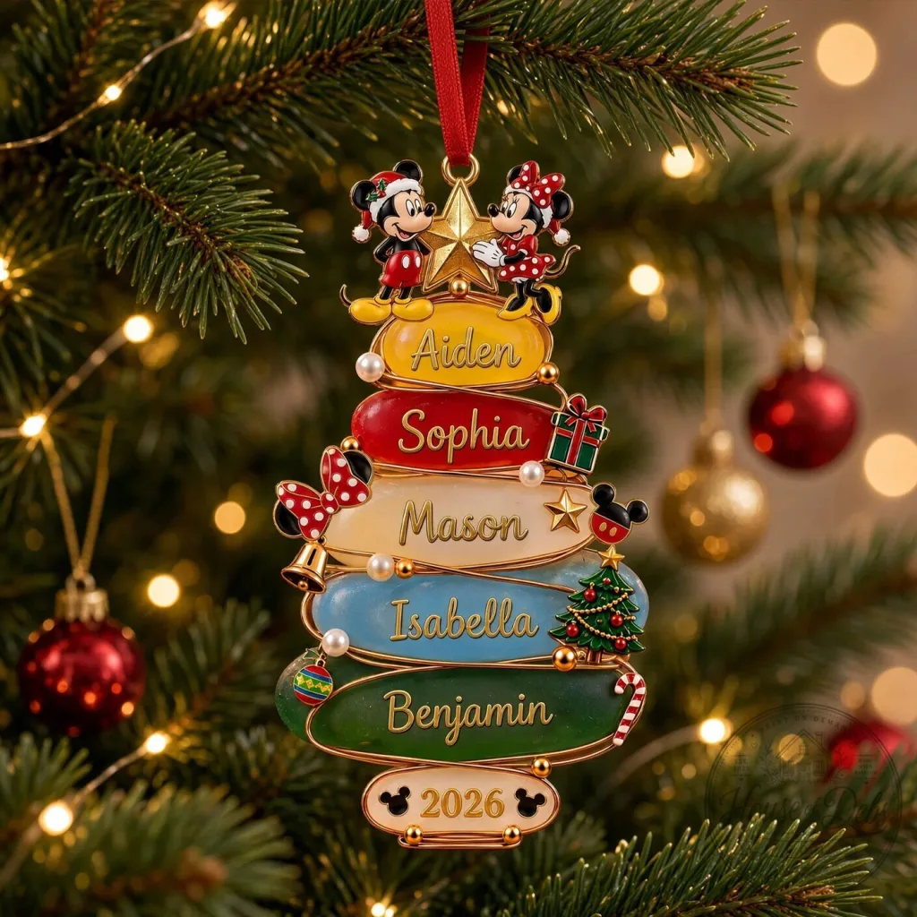 Personalized Mickey and Minnie Mouse Family Christmas Tree Ornament Personalized Mickey and Minnie Mouse Family Christmas Tree Ornament