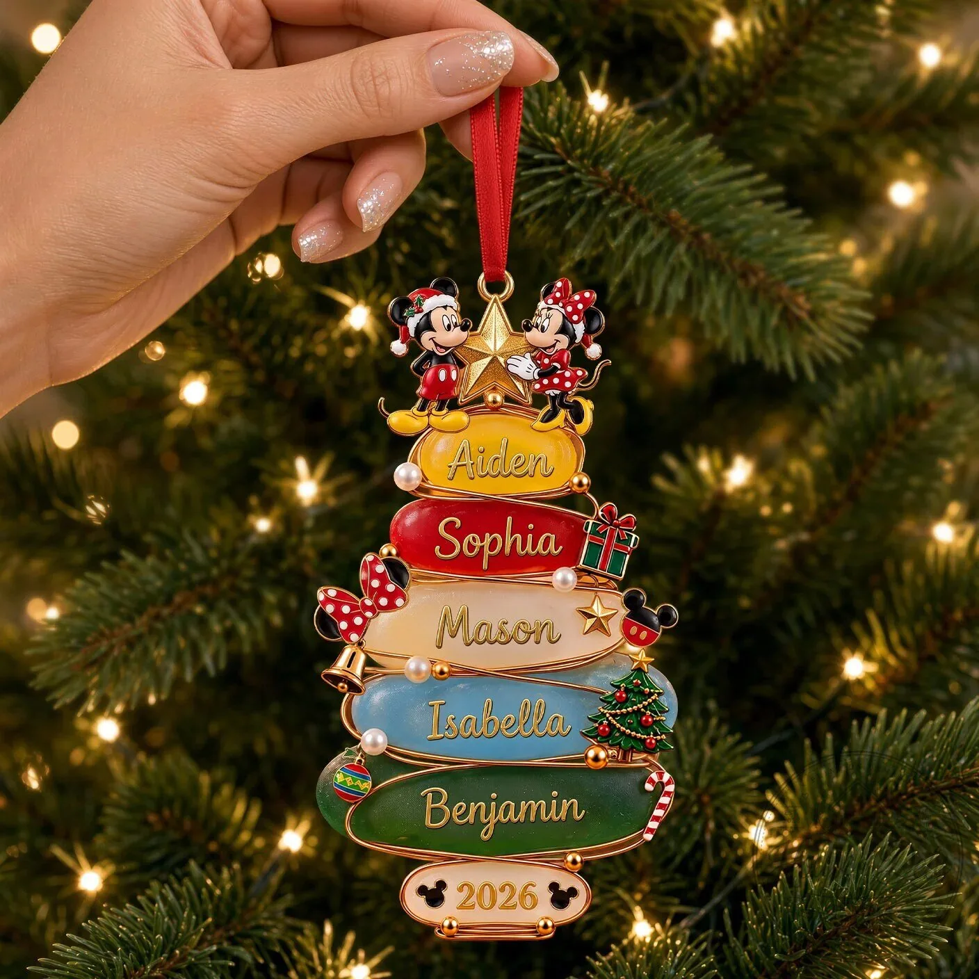 Personalized Mickey and Minnie Mouse Family Christmas Tree Ornament 8 Personalized Mickey and Minnie Mouse Family Christmas Tree Ornament