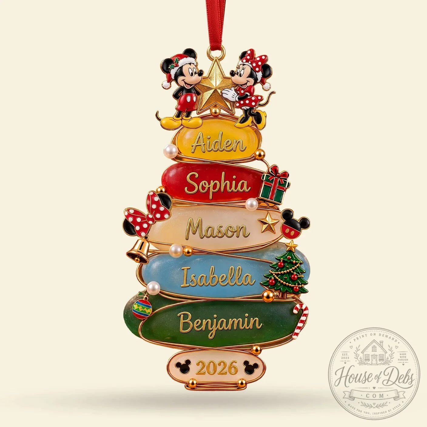 Personalized Mickey and Minnie Mouse Family Christmas Tree Ornament 9 Personalized Mickey and Minnie Mouse Family Christmas Tree Ornament
