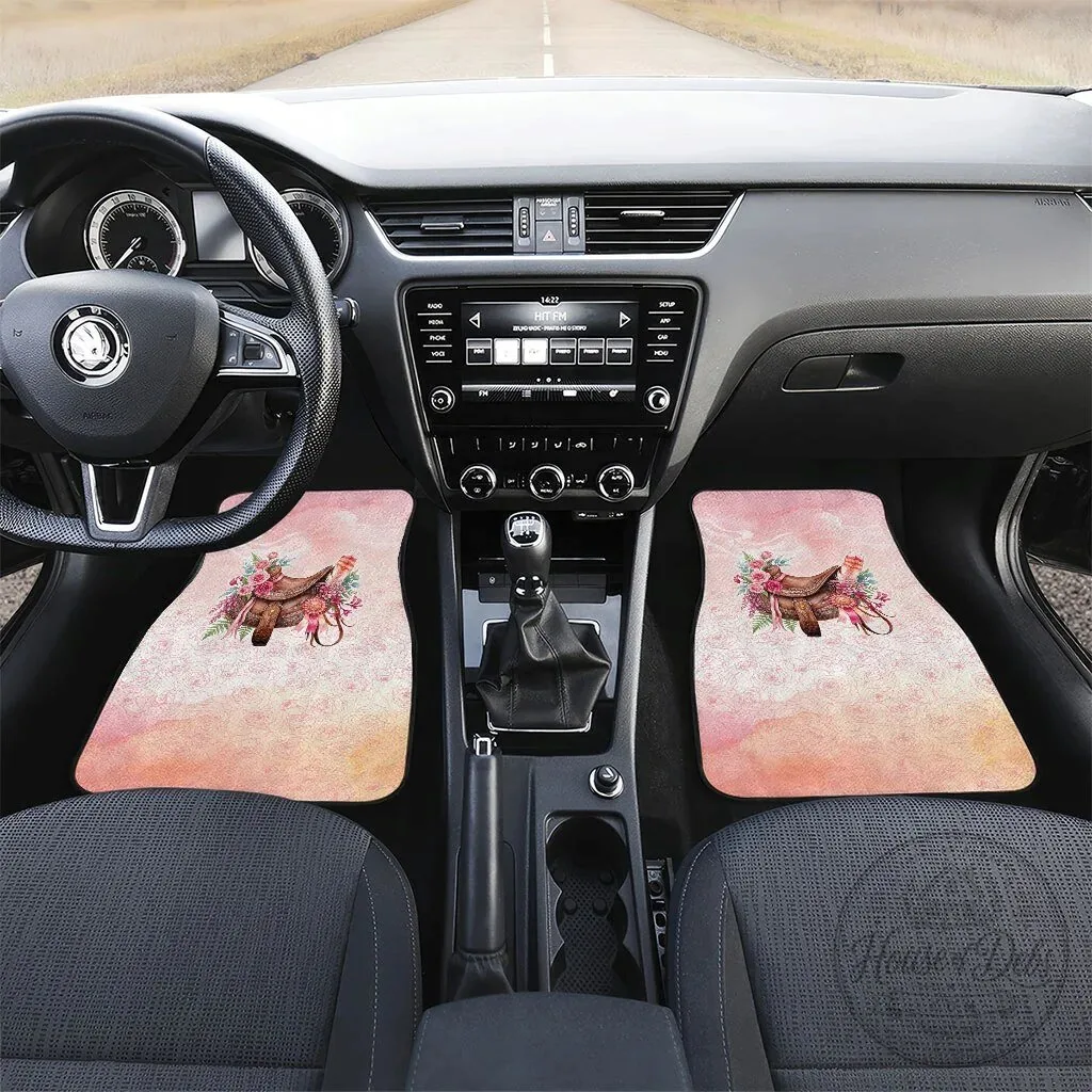 Pink Rose Floral Horse Saddle Car Floor Mats Set 8 Pink Rose Floral Horse Saddle Car Floor Mats Set