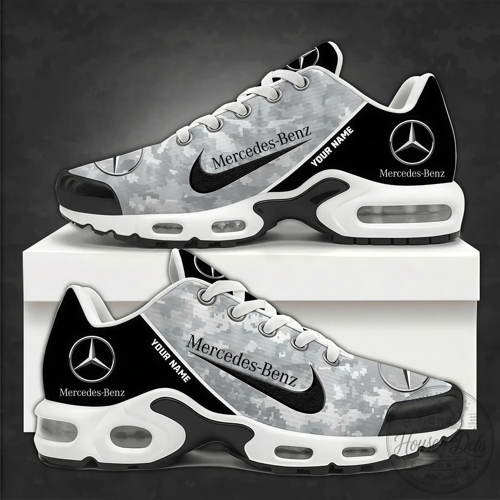 Mercedes-Benz Custom Name Sport Shoes, Luxury Car Brand Sneakers