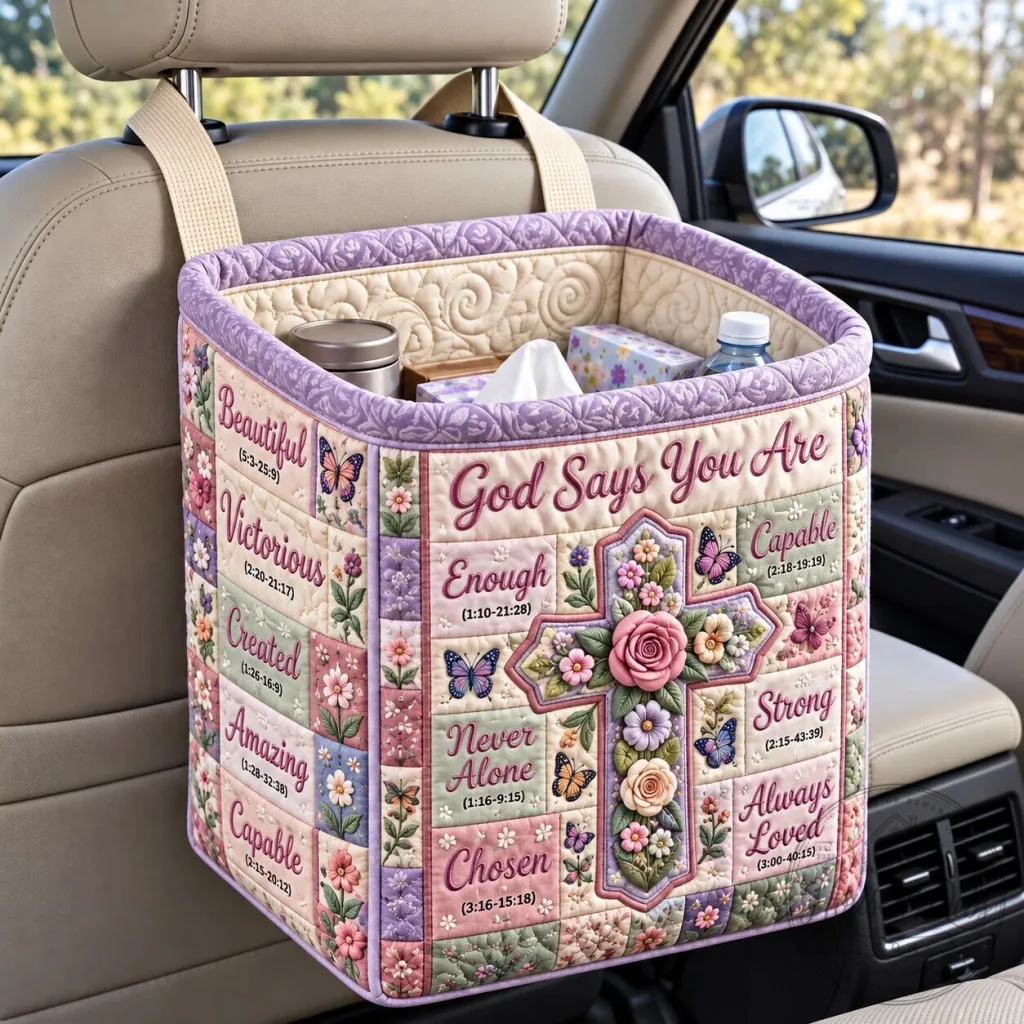 Christian Faith God Says You Are Quilted Car Storage Basket Organizer Christian Faith God Says You Are Quilted Car Storage Basket Organizer