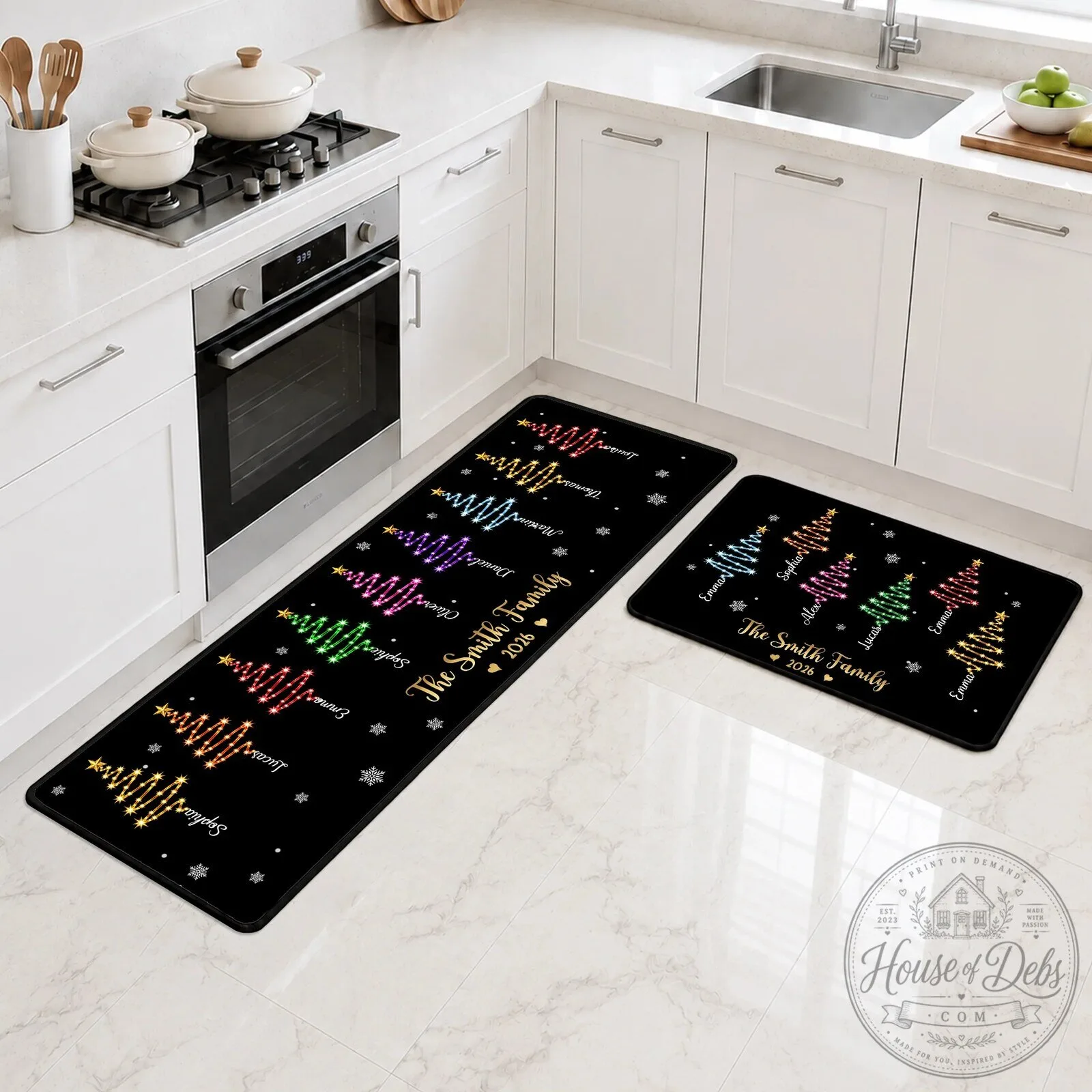 Personalized Christmas Tree Family Name Kitchen Mat Holiday Decor Rug 11 Personalized Christmas Tree Family Name Kitchen Mat Holiday Decor Rug