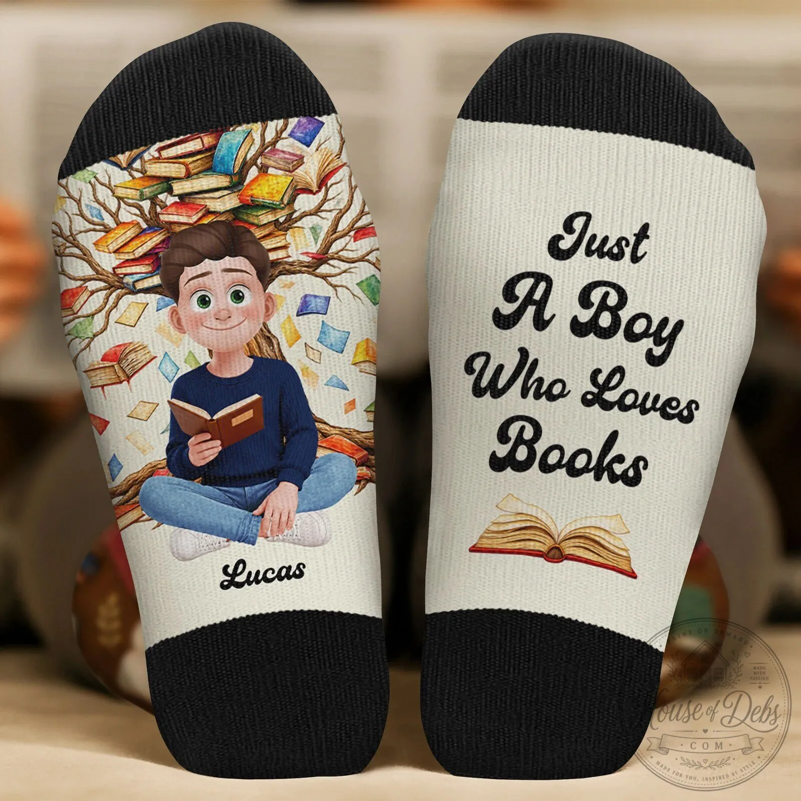Personalized Book Lover Shhh I'm Reading Custom Name Socks for Women 6 Personalized Book Lover Shhh I