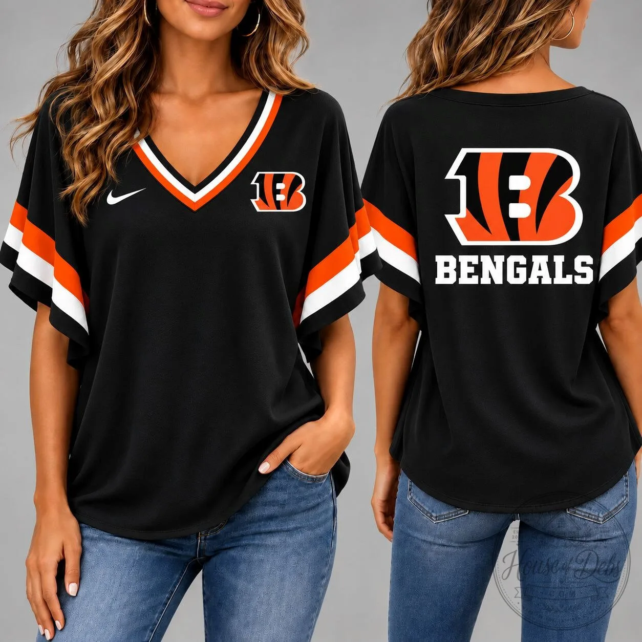 Cincinnati Bengals Women's Black Game Day Short Sleeve Football T-Shirt 2 Cincinnati Bengals Women's Black Game Day Short Sleeve Football T-Shirt