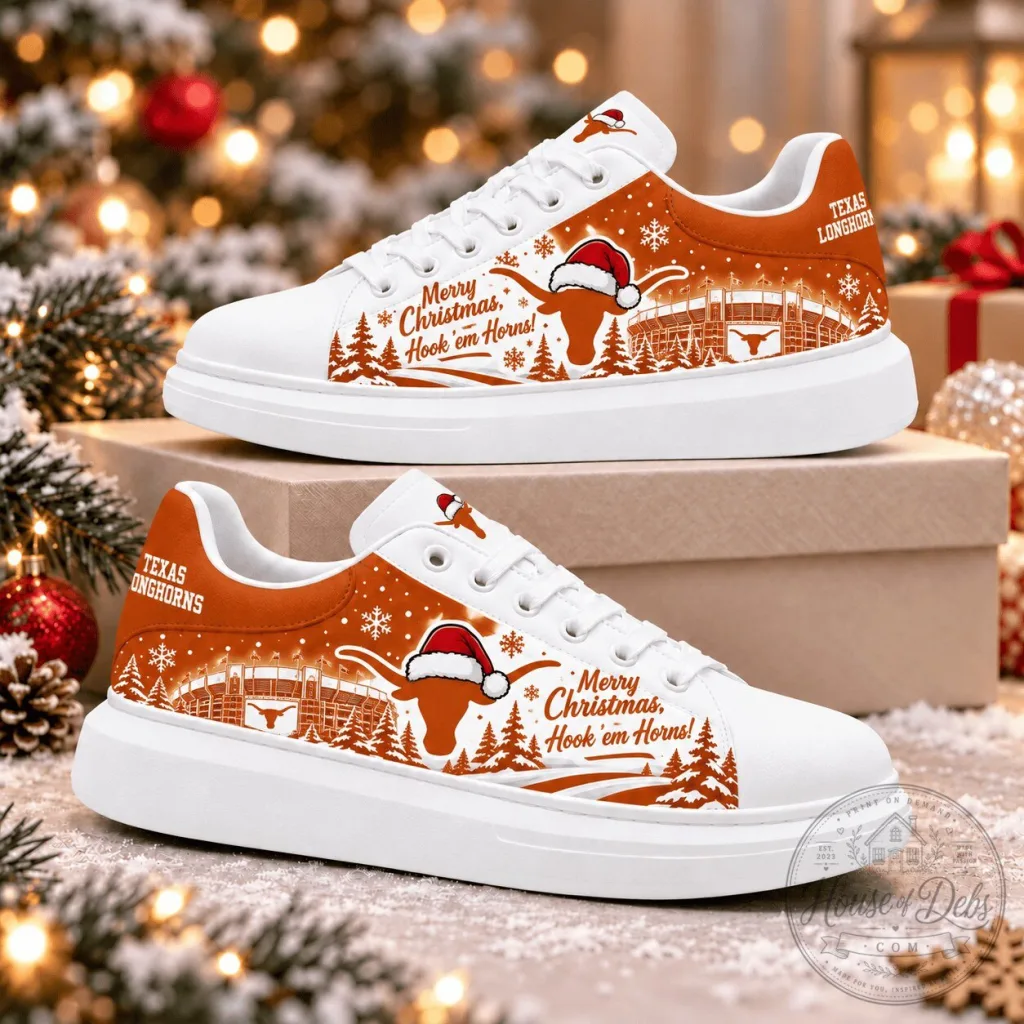 Texas Longhorns Merry Christmas Hook 'em Horns Holiday Shoes Texas Longhorns Merry Christmas Hook 'em Horns Holiday Shoes