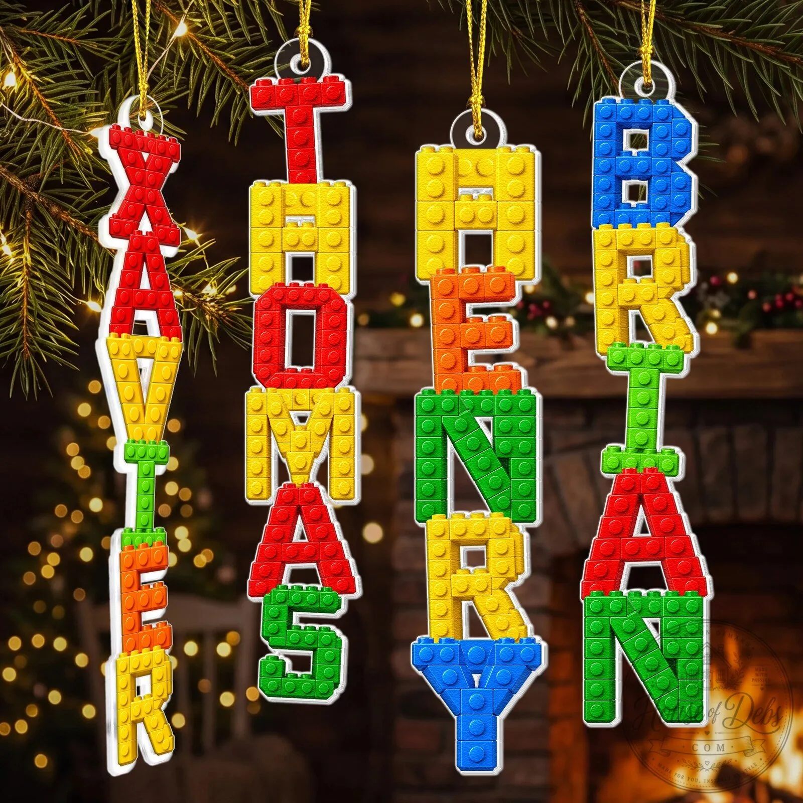 Personalized Building Blocks Name Christmas Tree Ornament
