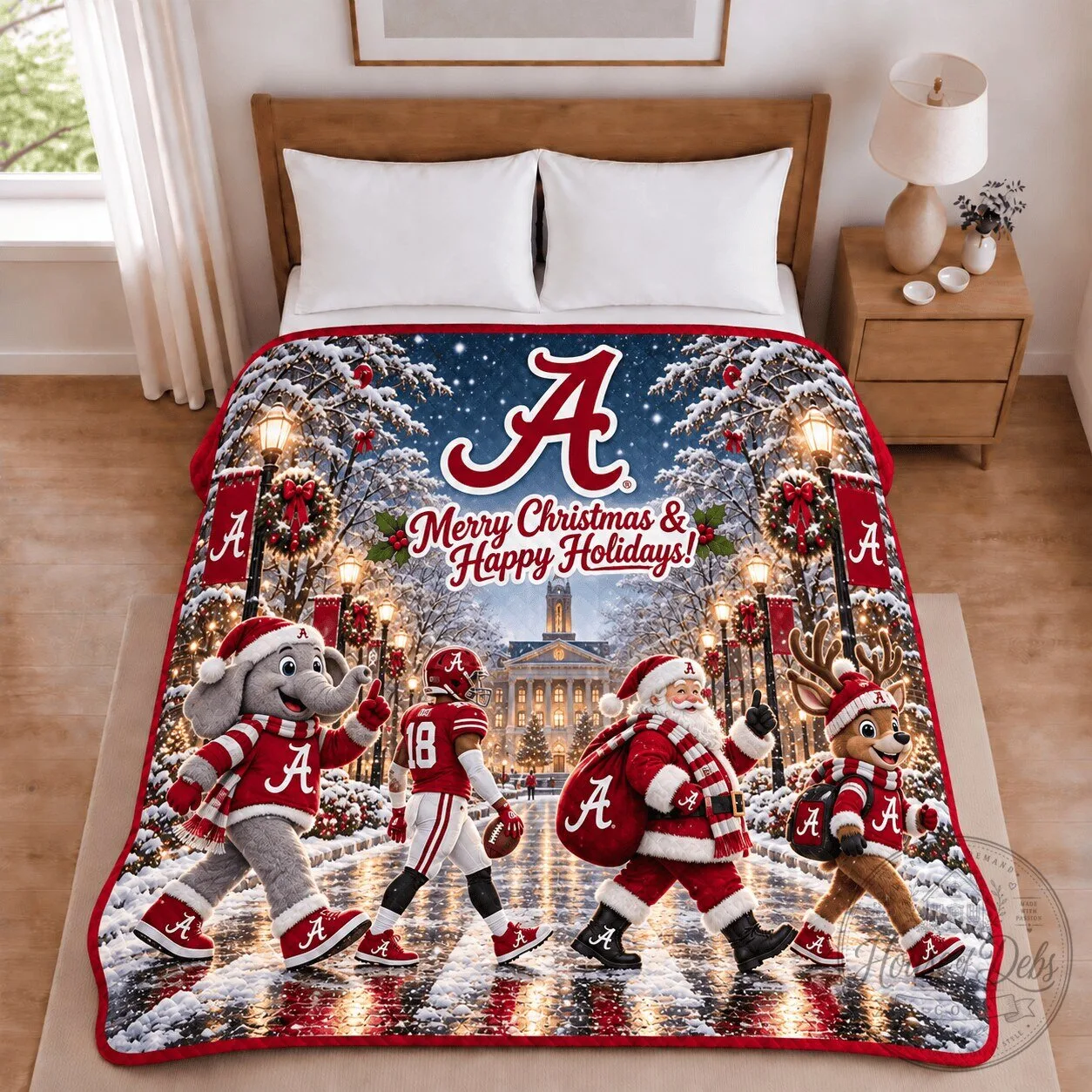 Alabama Crimson Tide Christmas Football Holiday Merry Christmas Blanket