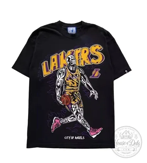 Los Angeles Lakers Basketball Skeleton Player Graphic T-Shirt