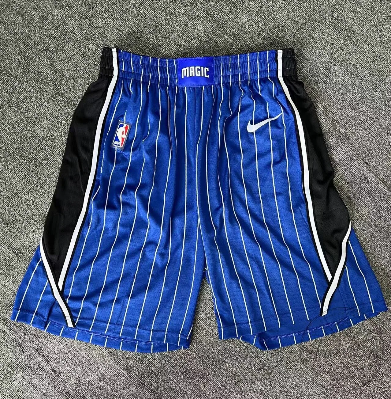 Orlando Magic Icon Edition Blue and Black Pinstripe Basketball Shorts
