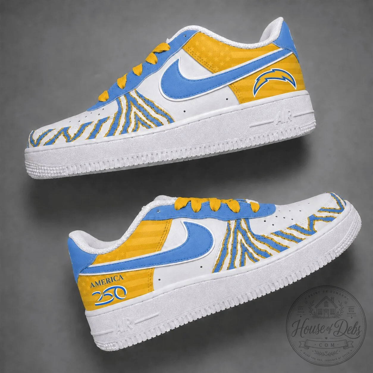 Los Angeles Chargers 250 Years of Freedom NFL Custom Sneakers