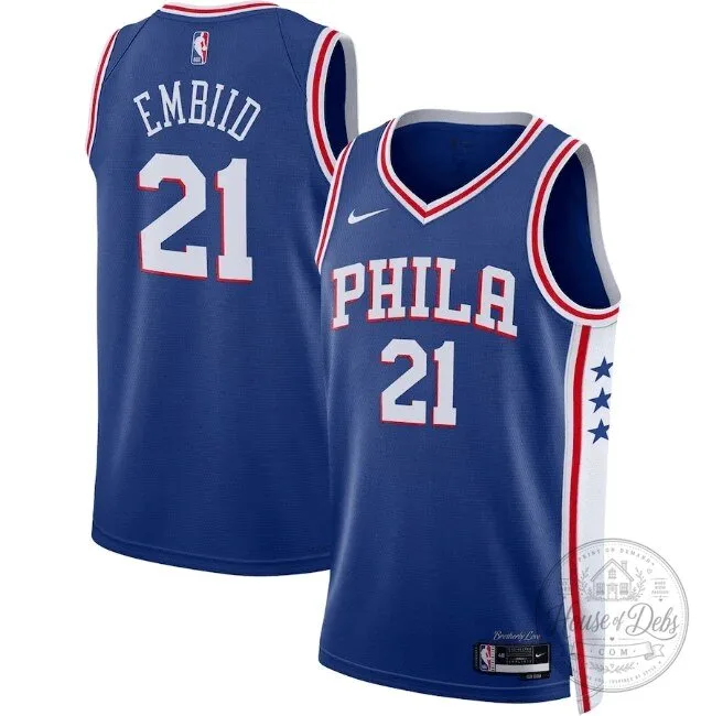 Philadelphia 76ers Joel Embiid Icon Edition Blue Basketball Jersey