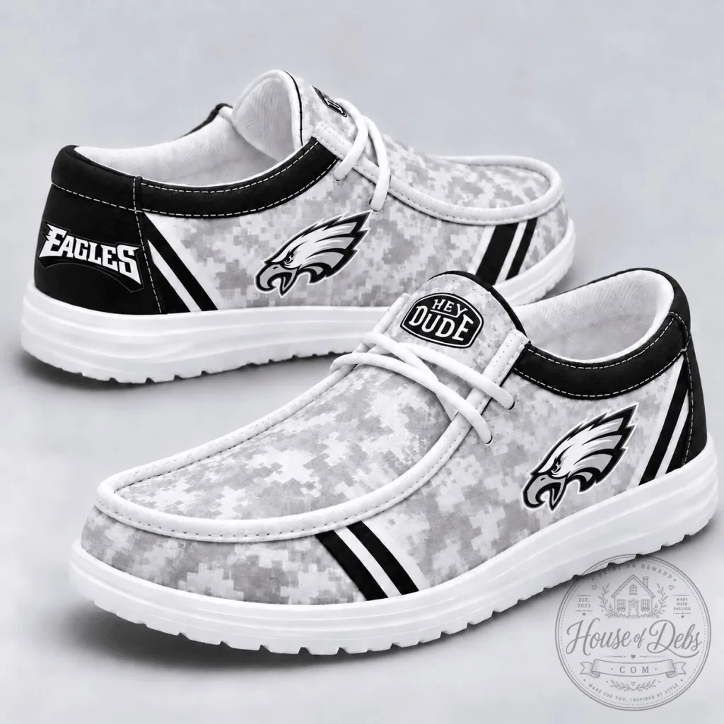 Philadelphia Eagles Digital Camouflage Loafer Shoes for Men and Women