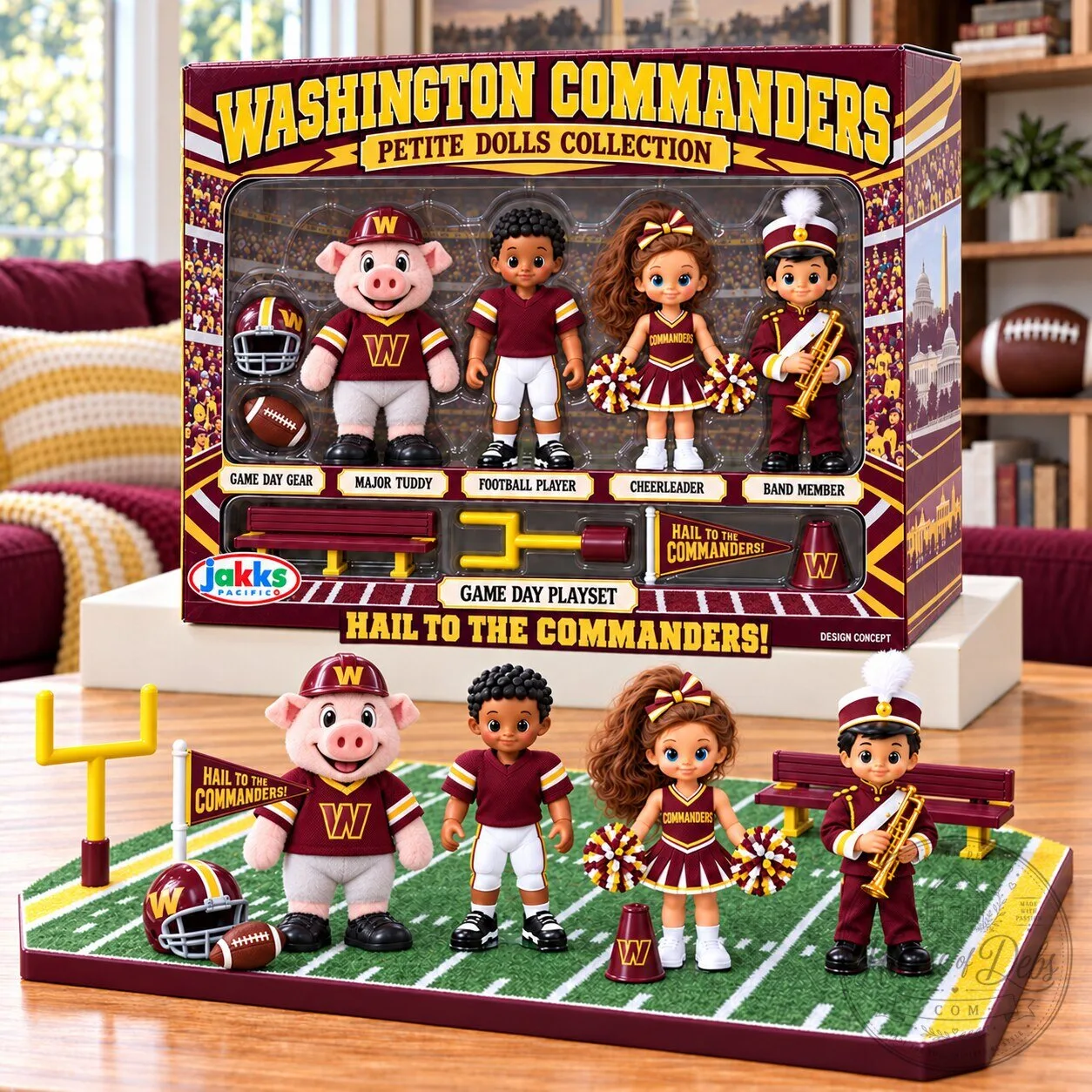 Washington Commanders Petite Dolls Collection Game Day Playset