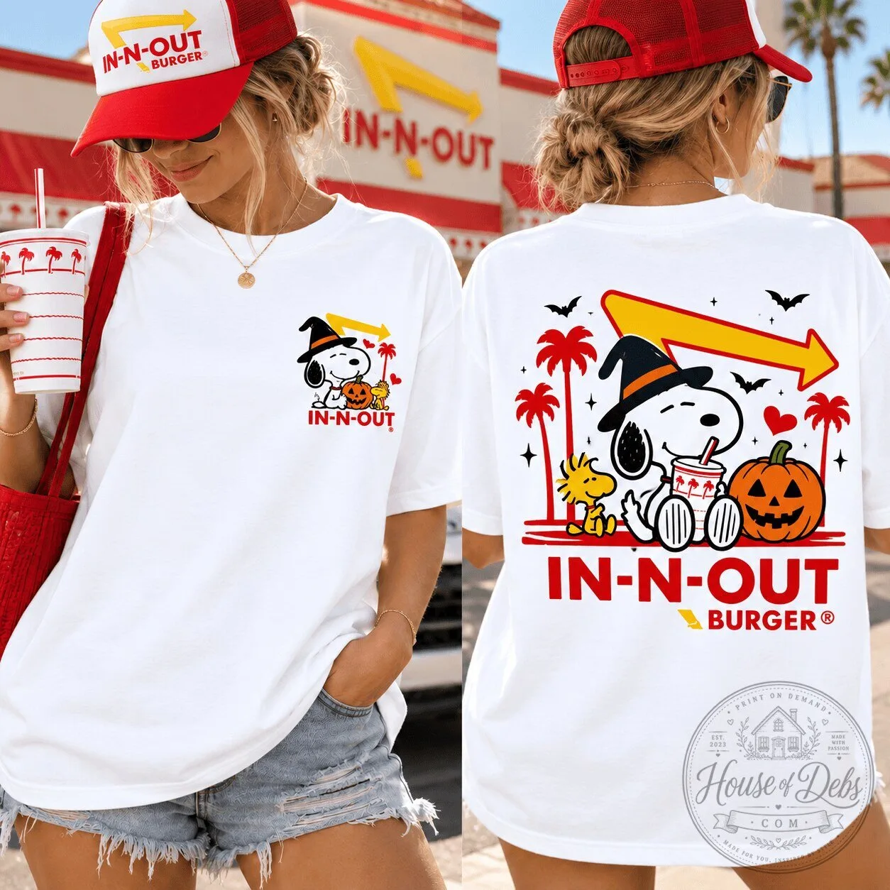 Snoopy In-N-Out Burger Halloween Pumpkin T-Shirt