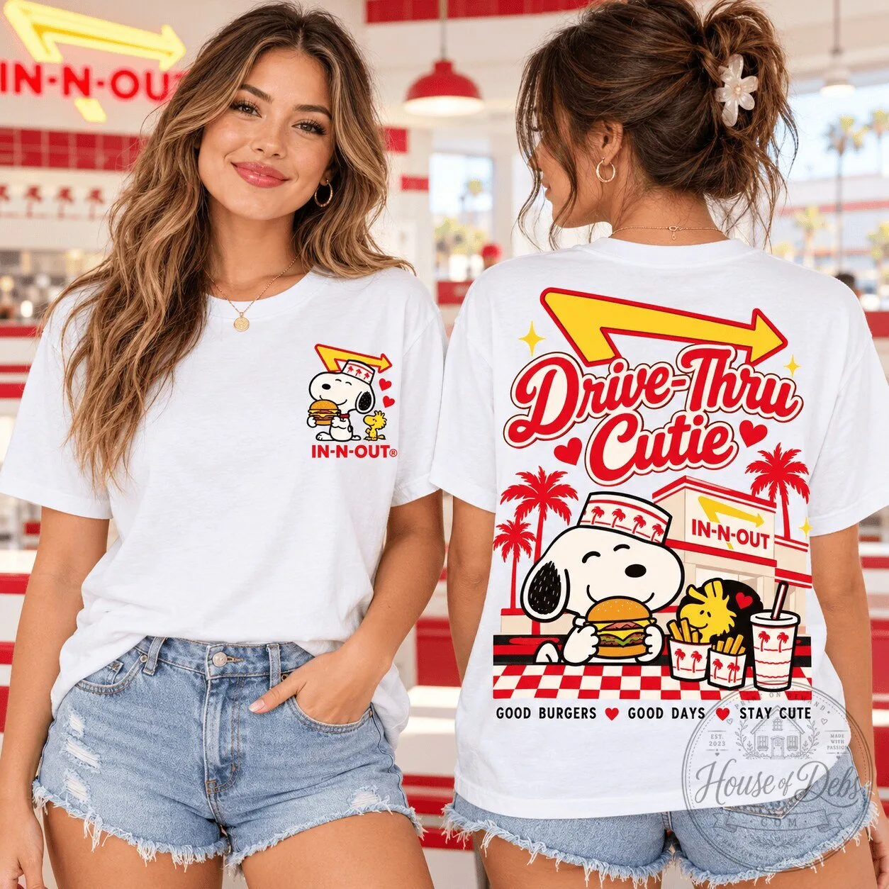 Snoopy In-N-Out Drive-Thru Cutie Cartoon T-Shirt