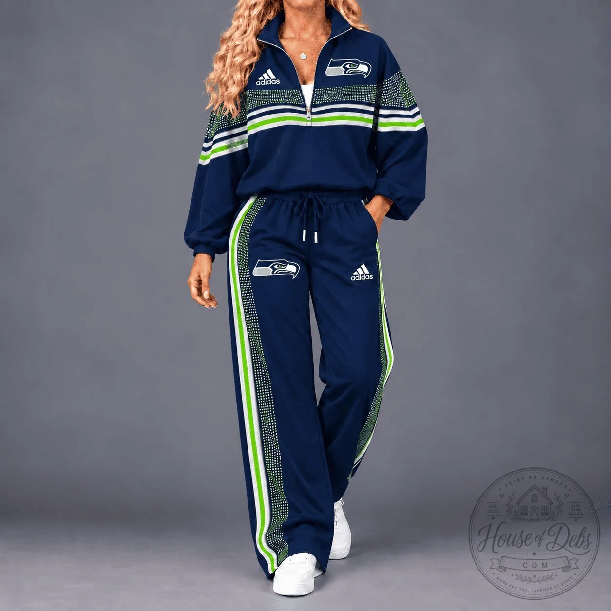 Seattle Seahawks Women's Premium NFL Team Spirit Gradient Dot Stripe Tracksuit Jacket