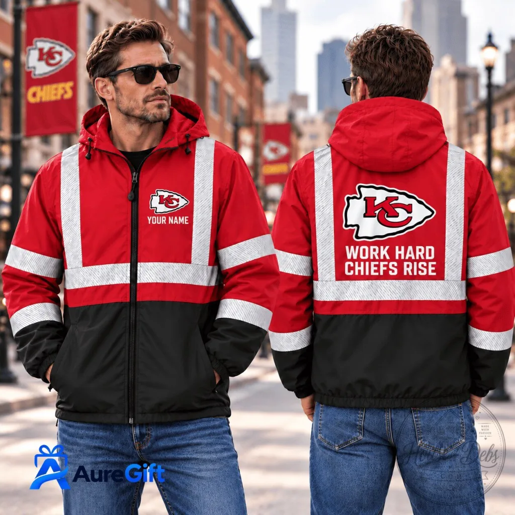 Kansas City Chiefs Personalized Work Hard Chiefs Rise Reflective Jacket 15 Kansas City Chiefs Personalized Work Hard Chiefs Rise Reflective Jacket