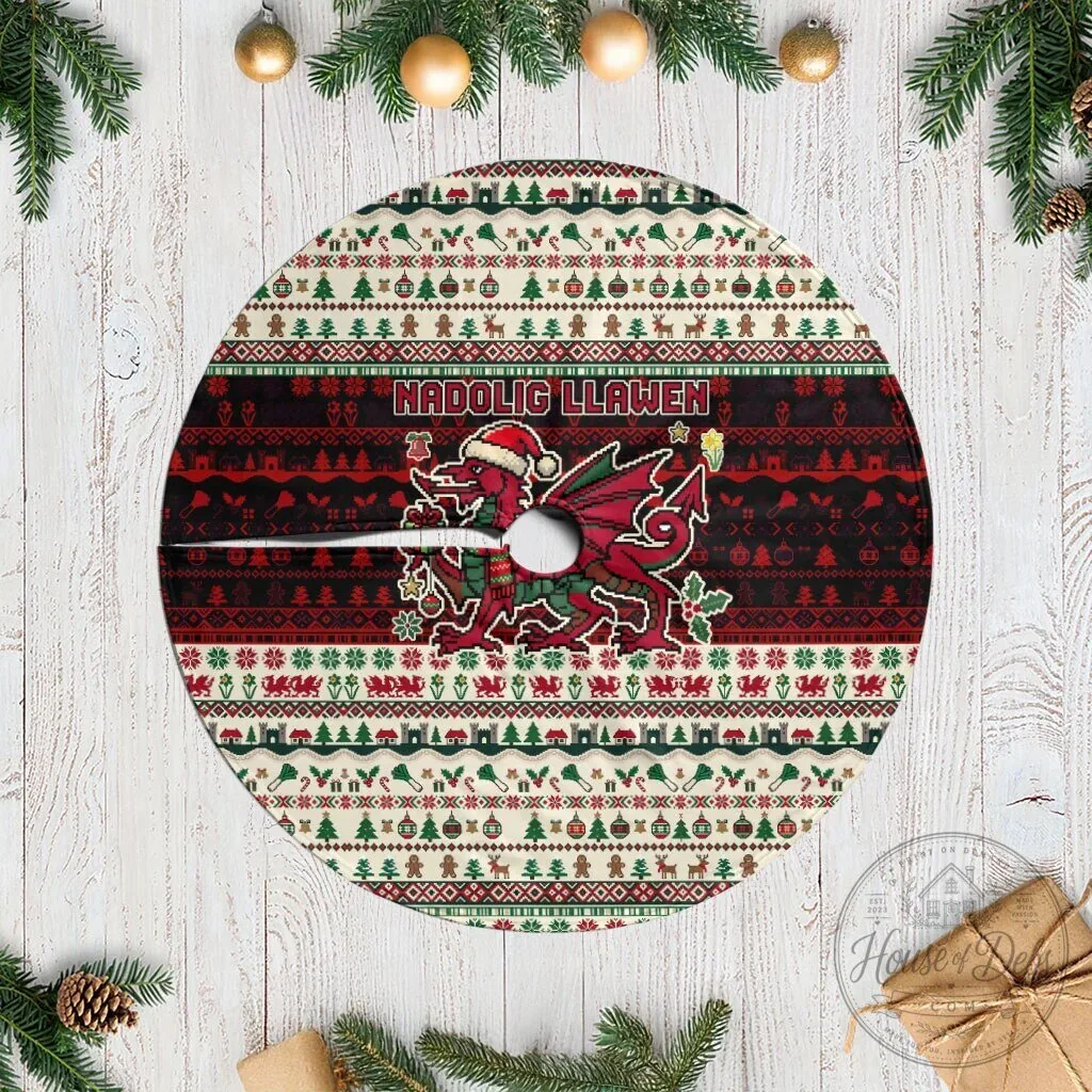 Welsh Dragon Nadolig Llawen Christmas Tree Skirt 11 Welsh Dragon Nadolig Llawen Christmas Tree Skirt
